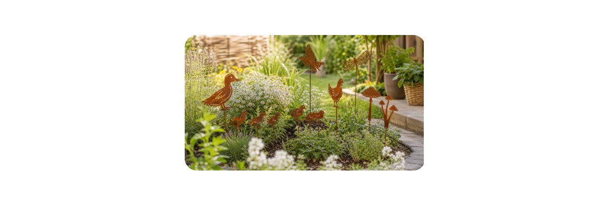 Gartenstecker aus Metall: kleine Rost-Akzente fuer Beet, Balkon und Terrasse - Gartenstecker aus Metall: Rost-Deko fuer Beet, Balkon und Terrasse | ReWu