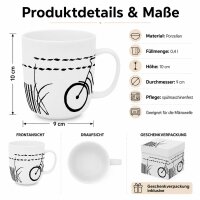 Fahrrad Porzellanbecher 400 ml mit Geschenkverpackung