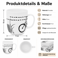 Fahrrad Porzellanbecher 400 ml mit Geschenkverpackung