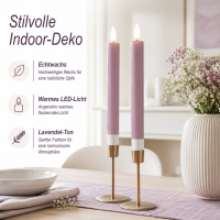 Deluxe Homeart LED Stabkerze 2er Set Lavendel