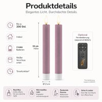 Deluxe Homeart LED Stabkerze 2er Set Lavendel