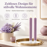 Deluxe Homeart LED Stabkerze 2er Set Lavendel