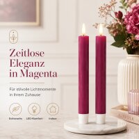 Deluxe Homeart LED Stabkerze 2er Set Magenta