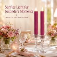 Deluxe Homeart LED Stabkerze 2er Set Magenta