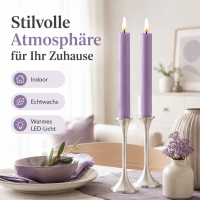 Deluxe Homeart LED Stabkerze 2er Set Violett