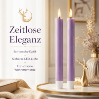 Deluxe Homeart LED Stabkerze 2er Set Violett