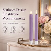 Deluxe Homeart LED Stabkerze 2er Set Violett