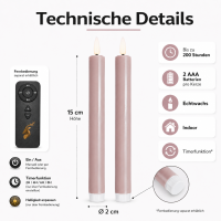 Deluxe Homeart LED Stabkerze 2er Set Rose