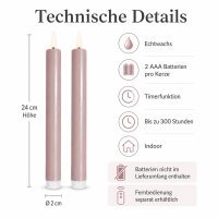 Deluxe Homeart LED Stabkerze 2er Set Rose