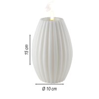 LED Kerze Deluxe Homeart Rillenkerze Ovale Formkerze aus Echtwachs mit hochwertigem Wachsspiegel - ( Weiß )