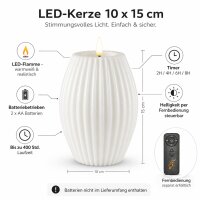 LED Kerze Deluxe Homeart Rillenkerze Ovale Formkerze aus Echtwachs mit hochwertigem Wachsspiegel - ( Weiß )
