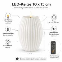 LED Kerze Deluxe Homeart Rillenkerze Ovale Formkerze aus Echtwachs mit hochwertigem Wachsspiegel - ( Weiß )