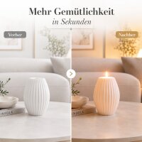 LED Kerze Deluxe Homeart Rillenkerze Ovale Formkerze aus Echtwachs mit hochwertigem Wachsspiegel - ( Weiß )