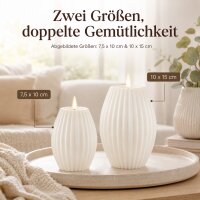 LED Kerze Deluxe Homeart Rillenkerze Ovale Formkerze aus Echtwachs mit hochwertigem Wachsspiegel - ( Weiß )