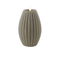 LED Kerze Deluxe Homeart Rillenkerze Ovale Formkerze aus Echtwachs mit hochwertigem Wachsspiegel - ( Sand )