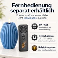LED Kerze Deluxe Homeart Rillenkerze Ovale Formkerze aus Echtwachs mit hochwertigem Wachsspiegel - ( Ice Blue )
