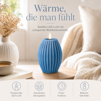 LED Kerze Deluxe Homeart Rillenkerze Ovale Formkerze aus Echtwachs mit hochwertigem Wachsspiegel - ( Ice Blue )