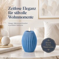 LED Kerze Deluxe Homeart Rillenkerze Ovale Formkerze aus Echtwachs mit hochwertigem Wachsspiegel - ( Ice Blue )