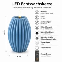 LED Kerze Deluxe Homeart Rillenkerze Ovale Formkerze aus Echtwachs mit hochwertigem Wachsspiegel - ( Ice Blue )