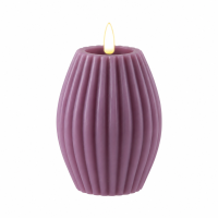 LED Kerze Deluxe Homeart Rillenkerze Ovale Formkerze aus Echtwachs mit hochwertigem Wachsspiegel - ( Purple )