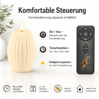 LED Kerze Deluxe Homeart Rillenkerze Ovale Formkerze aus Echtwachs mit hochwertigem Wachsspiegel - ( Cream )