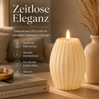 LED Kerze Deluxe Homeart Rillenkerze Ovale Formkerze aus Echtwachs mit hochwertigem Wachsspiegel - ( Cream )