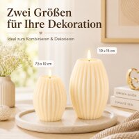 LED Kerze Deluxe Homeart Rillenkerze Ovale Formkerze aus Echtwachs mit hochwertigem Wachsspiegel - ( Cream )