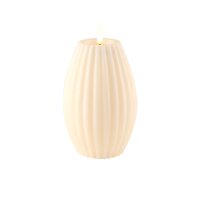 LED Kerze Deluxe Homeart Rillenkerze Ovale Formkerze aus Echtwachs mit hochwertigem Wachsspiegel - ( Cream )