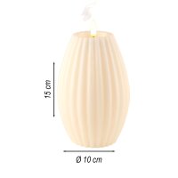 LED Kerze Deluxe Homeart Rillenkerze Ovale Formkerze aus Echtwachs mit hochwertigem Wachsspiegel - ( Cream )