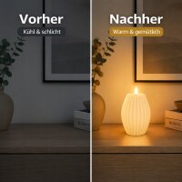 LED Kerze Deluxe Homeart Rillenkerze Ovale Formkerze aus Echtwachs mit hochwertigem Wachsspiegel - ( Cream )