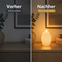 LED Kerze Deluxe Homeart Rillenkerze Ovale Formkerze aus Echtwachs mit hochwertigem Wachsspiegel - ( Cream )