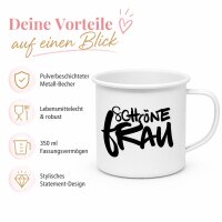Metallbecher „Schöne Frau“ – weißer Statement-Becher, 350 ml