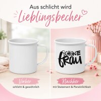 Metallbecher „Schöne Frau“ – weißer Statement-Becher, 350 ml