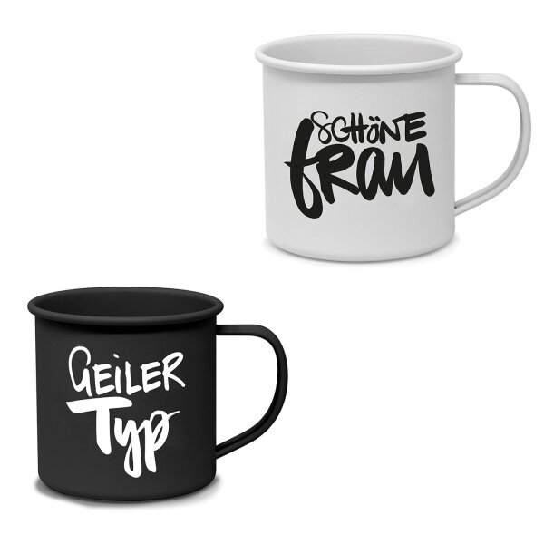 Geiler Typ & Schöne Frau Metall Becher 2er-SET