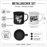 2er Metallbecher Set „Geiler Typ & Schöne Frau“ – 350 ml