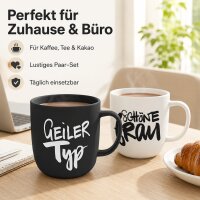 2er Becher Set „Geiler Typ & Schöne Frau“ – Porzellan Tassen 350 ml