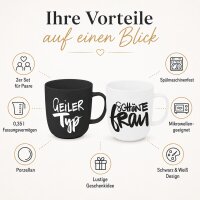 2er Becher Set „Geiler Typ & Schöne Frau“ – Porzellan Tassen 350 ml