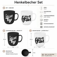 2er Becher Set „Geiler Typ & Schöne Frau“ – Porzellan Tassen 350 ml