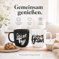 2er Becher Set „Geiler Typ & Schöne Frau“ – Porzellan Tassen 350 ml
