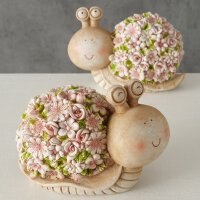 Dekofigur Schnecke mit Blumen aus Kunstharz Florales Design