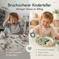 Kinderteller Melamin 22cm Grün Mint mit Rand und Dschungelmotiv