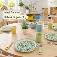 Kinderteller Melamin 22cm Grün Mint mit Rand und Dschungelmotiv