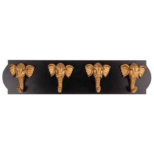 Holz-Garderobe mit Elefantenköpfen