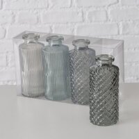 Blumenvase im 4er Set aus Glas in Flaschenform - Hellgrün