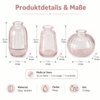 Boltze Home Vasenset Anika Rosa 3-teilig aus Glas