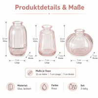 Boltze Home Vasenset Anika Rosa 3-teilig aus Glas