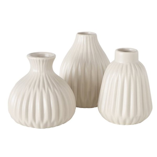 Deko Vase im 2er Set aus Keramik Mattes Design Beige