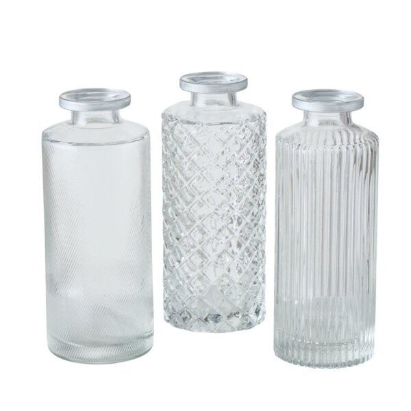 Vase im 3er Set aus Glas in Flaschenform Tischdekoration