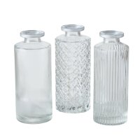Vase im 3er Set aus Glas in Flaschenform Tischdekoration