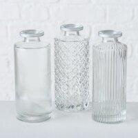 Vase im 3er Set aus Glas in Flaschenform Tischdekoration